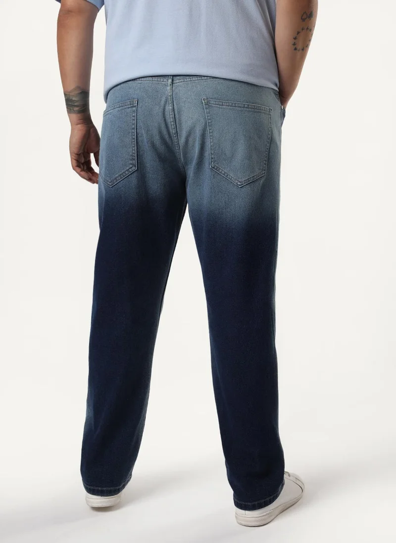 Urbano Fashion  Urbano Plus Men's Blue Straight Fit Heavy Washed Faded Denim Jeans Stretchable for Men | Best Price UAE